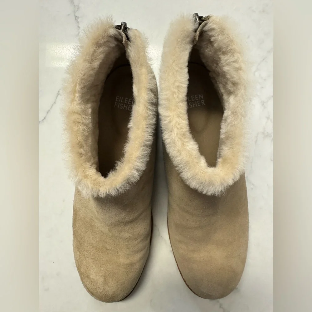 Eileen Fisher Drift Shearling Bootie in Suede Size 8